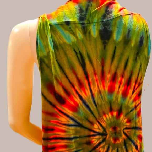 TIE DYE Grn/Ylw Stretchy Rayon S/L Cardigan *5 Colors Avail.*OS NEW - Picture 3 of 8